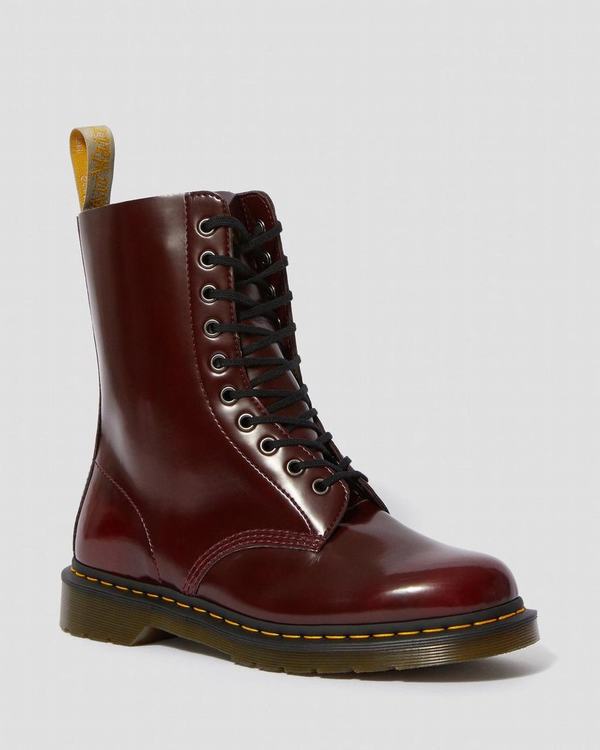 Dr Martens Dámské Kotníkové Boty Vegan 1490 Červené, CZ-795403